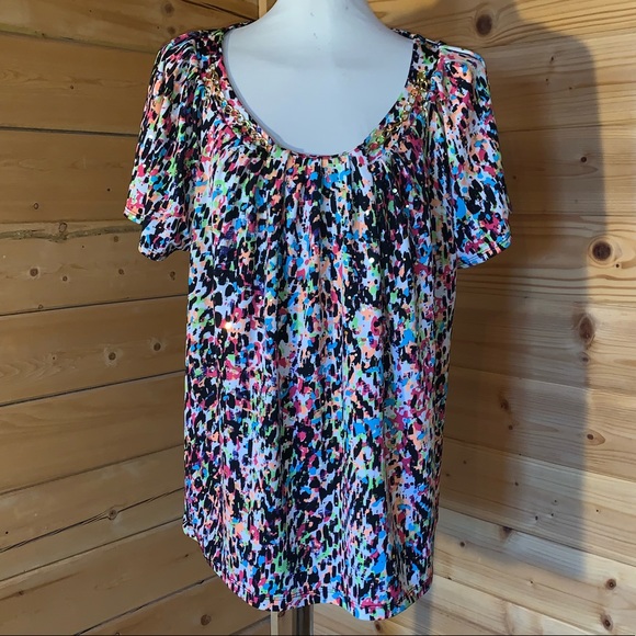 new directions Tops - 2x soft stretchy colorful sparkly blouse